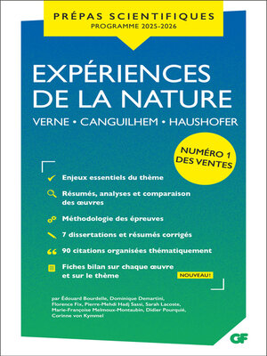 cover image of Expériences de la nature &#8211; Prépas scientifiques 2026. Verne--Canguilhem--Haushofer